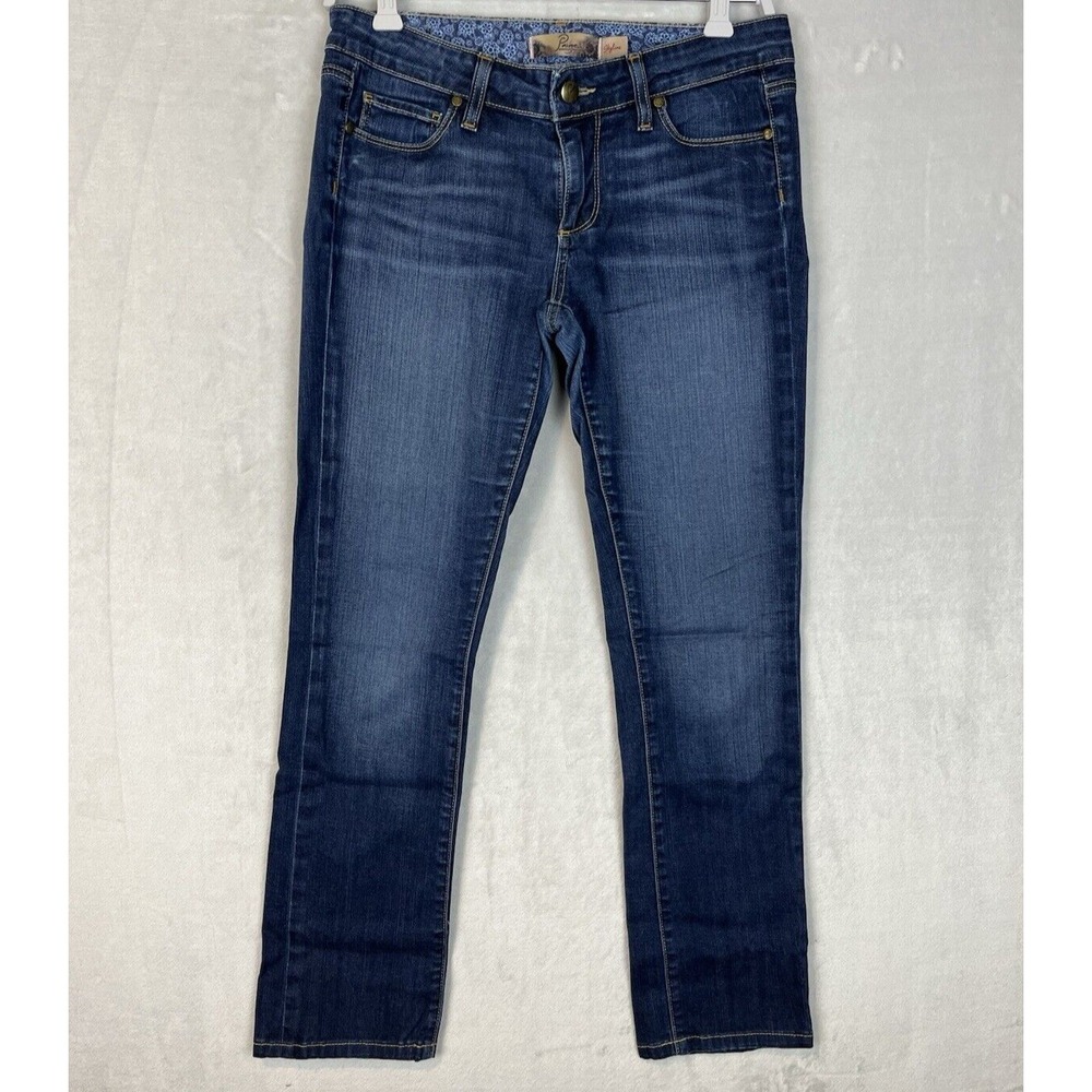 PAIGE Skyline Straight Leg Jeans Women 28 Blue Stretch Whisker Denim Excellent
